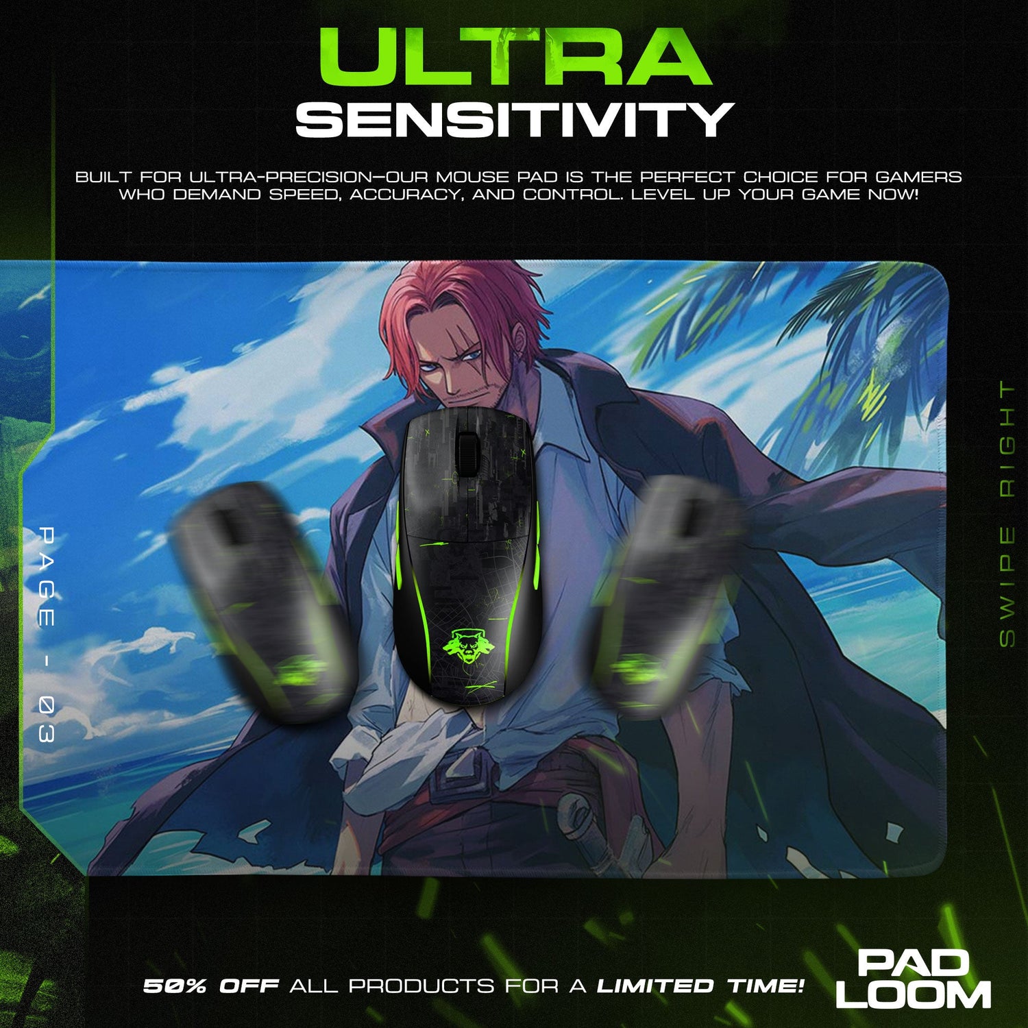 Shanks Mouse Pad - Dark Conqueror Anime Desk Mat Padloom