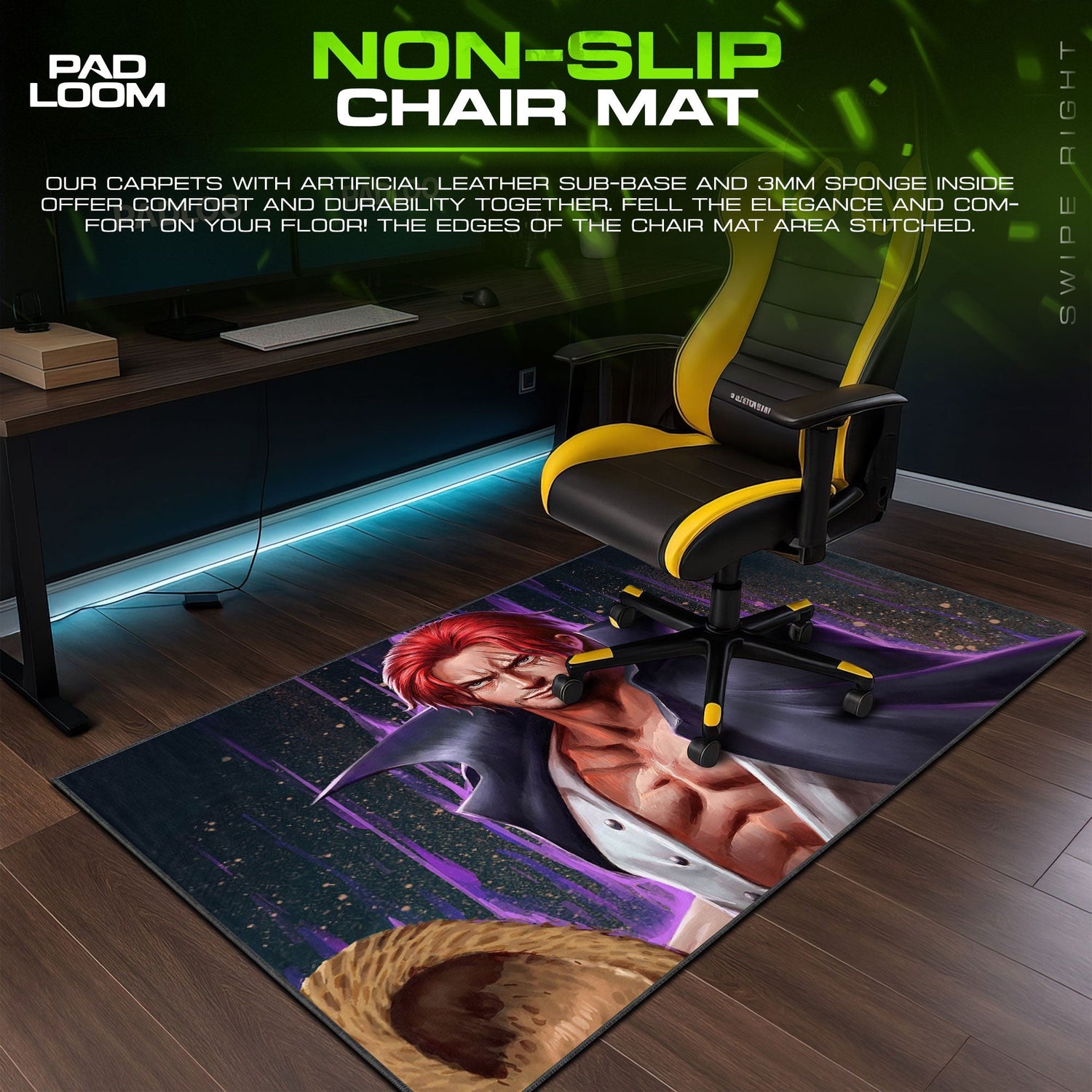 Shanks Mouse Pad - Red Emperor Anime Desk Mat Padloom