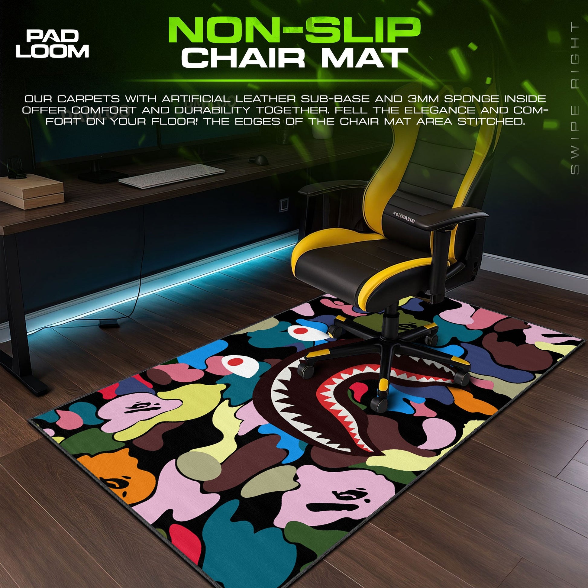 Shark Bape Mouse Pad - Multicolor Camo Hypebeast Gaming Desk Mat Padloom