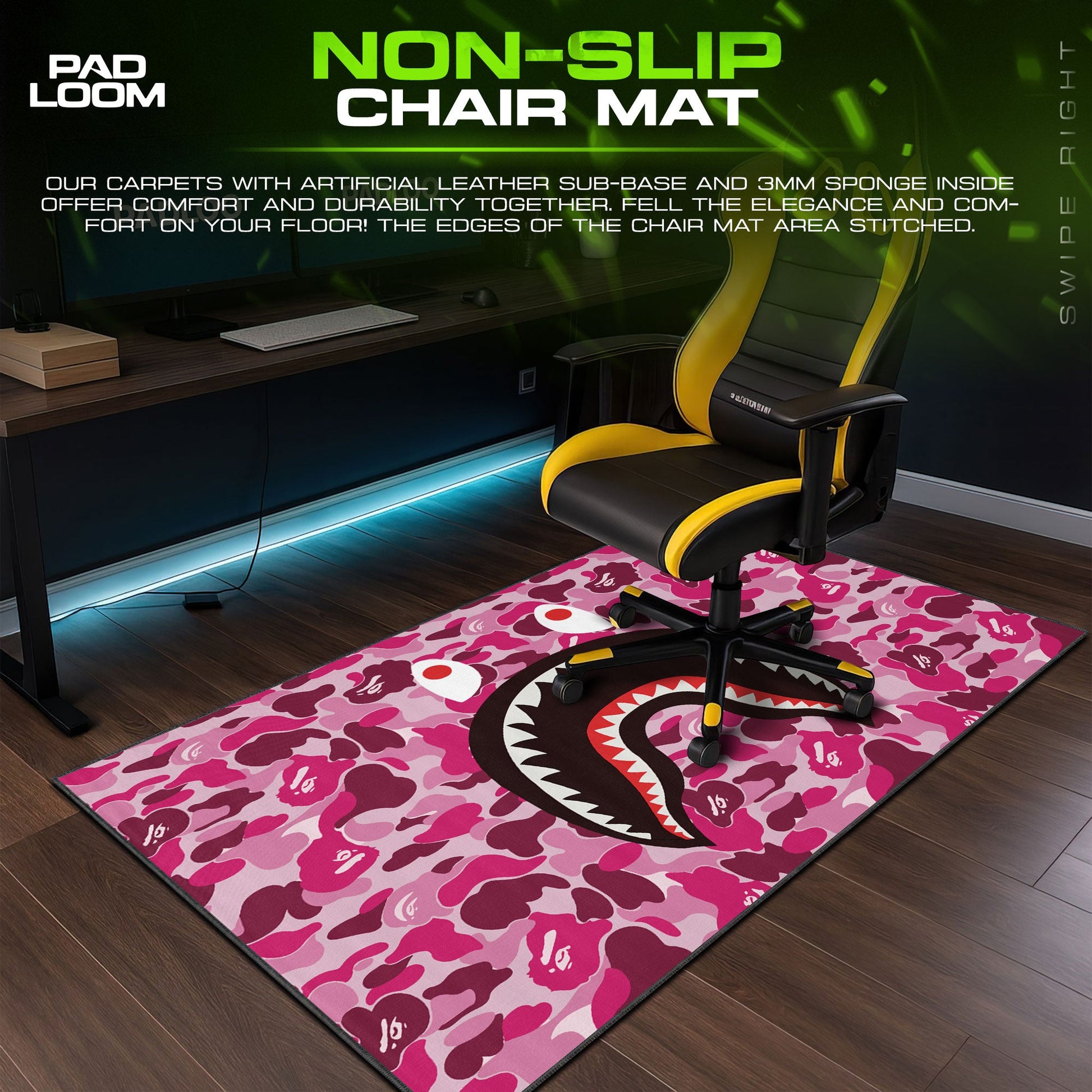 Shark Bape Mouse Pad - Pink Camo Sneakerhead Gaming Desk Mat Padloom
