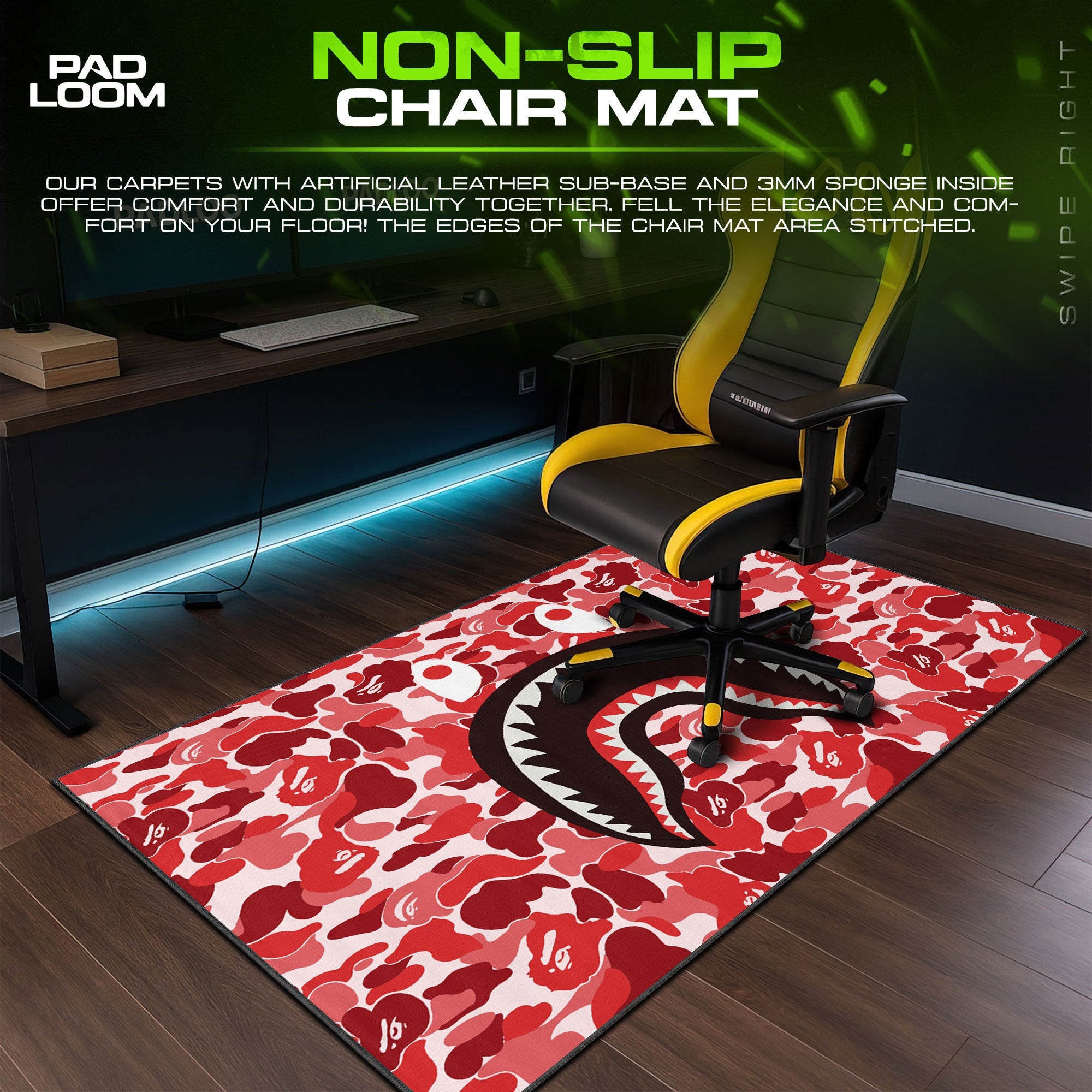 Shark Bape Mouse Pad - Red Camo Hypebeast Gaming Desk Mat Padloom