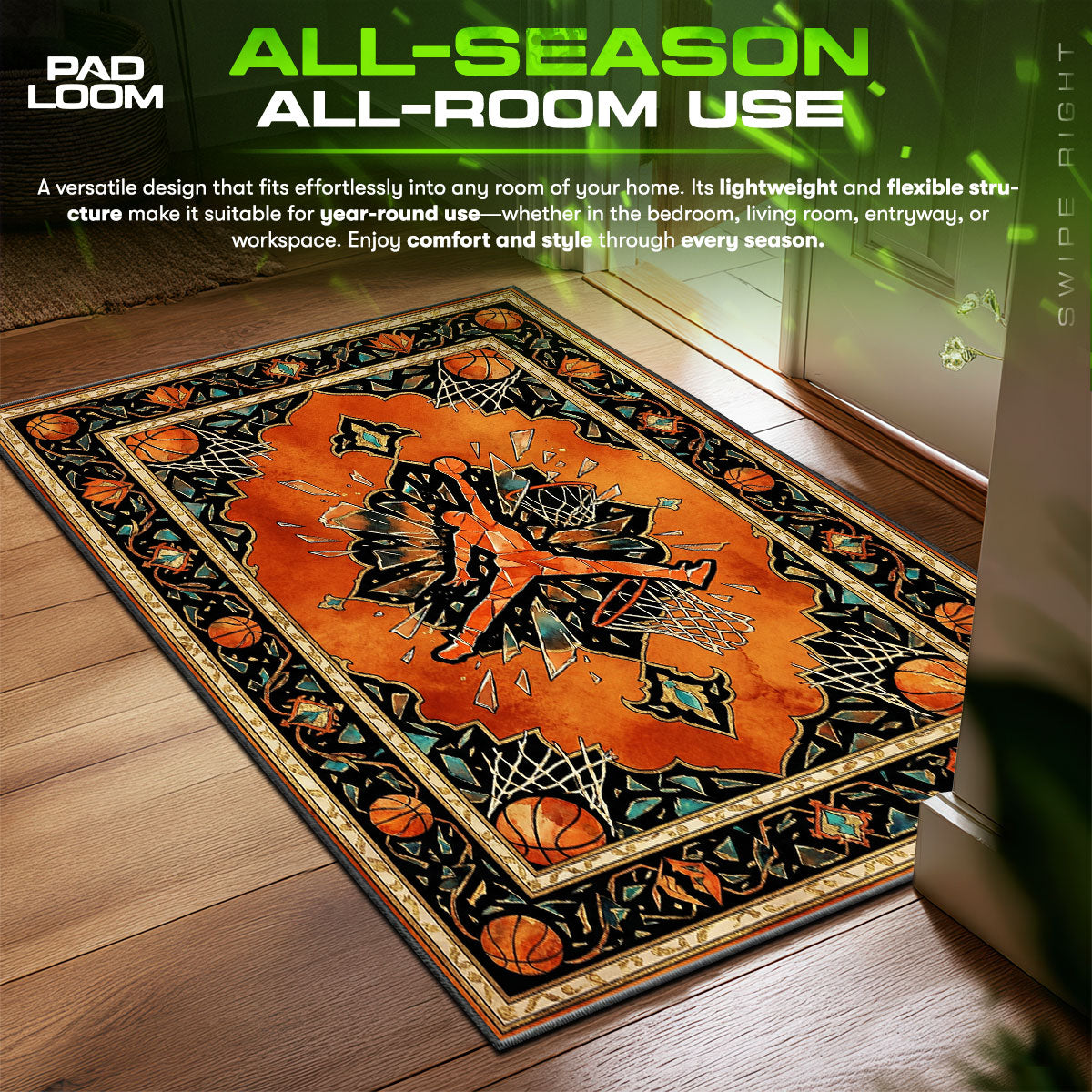 Shattered Court Jump Sneakerhead Floor fan rug — premium quality print