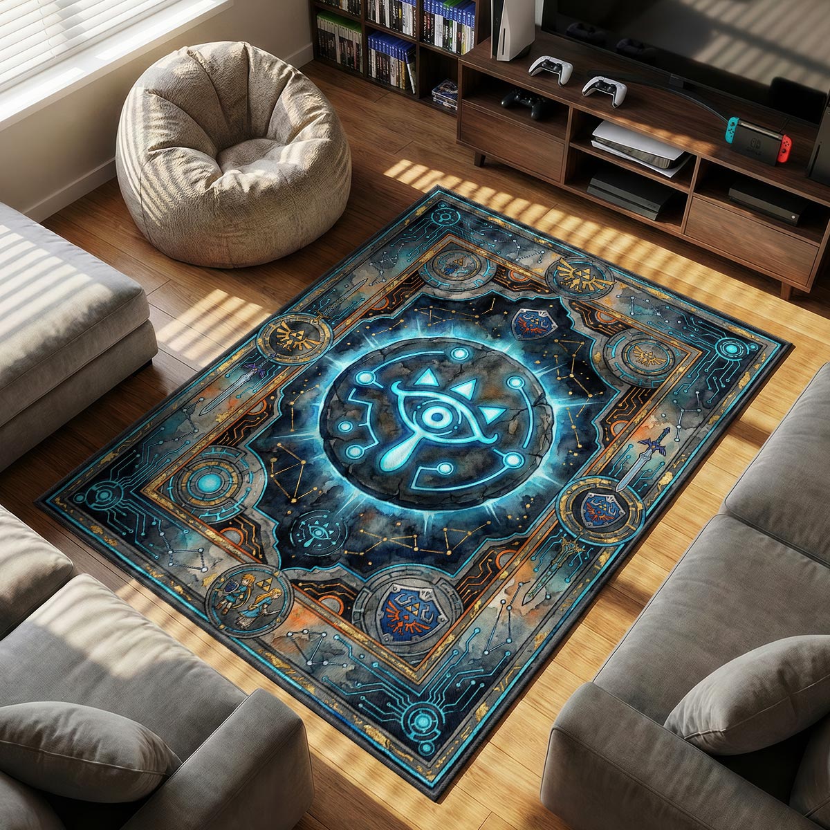 Sheikah Eye Ancient Tech Rug - Zelda Chair Mat