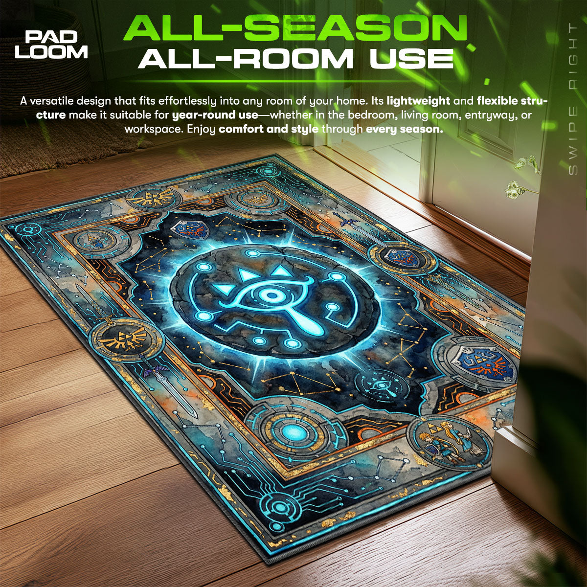 Sheikah Eye Ancient Tech Rug - Zelda Chair Mat