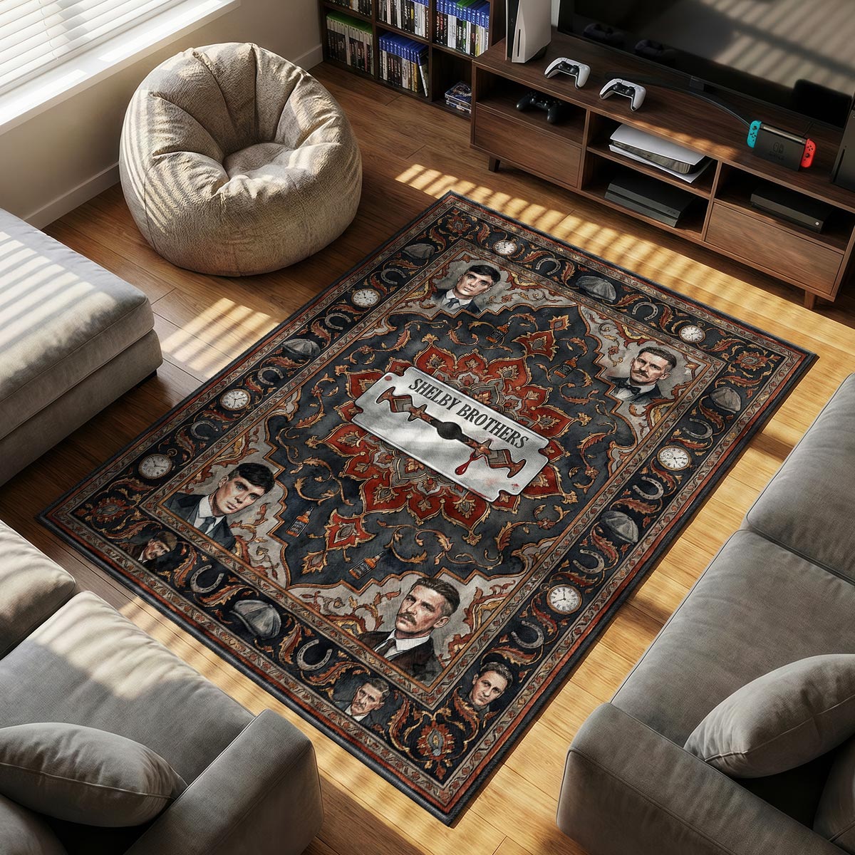 Shelby Brothers themed area rug for home decor fans
