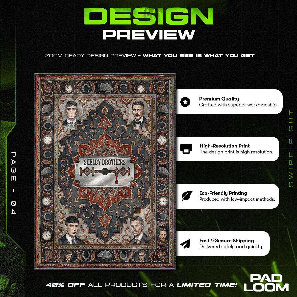 Room character design printed on rug