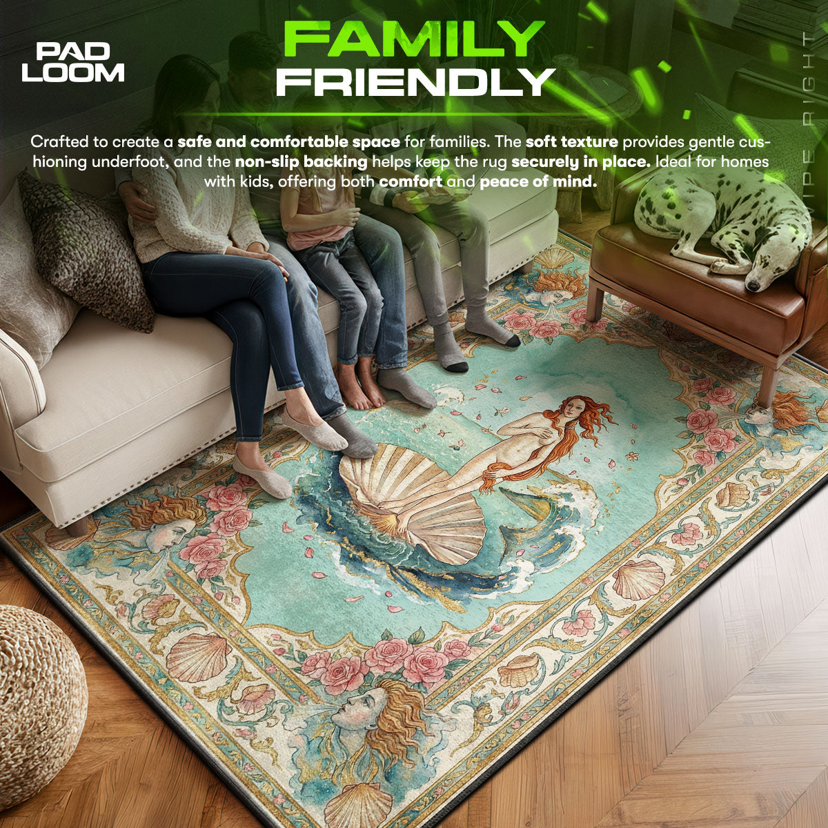 Area character design printed on rug