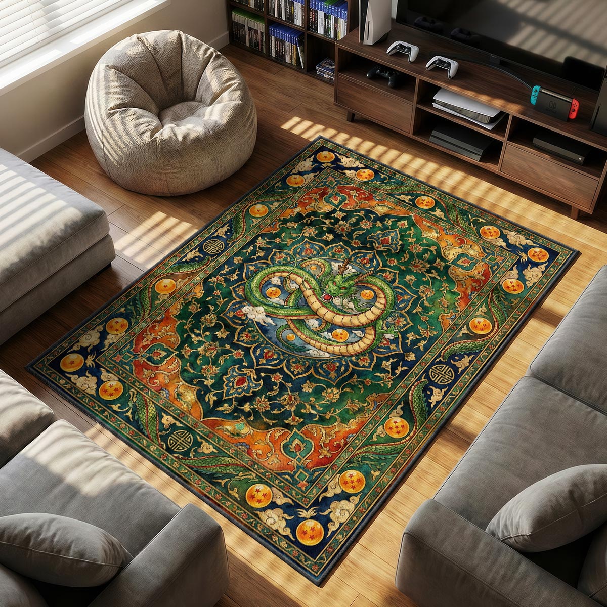 Shenron Eternal themed area rug for home decor fans