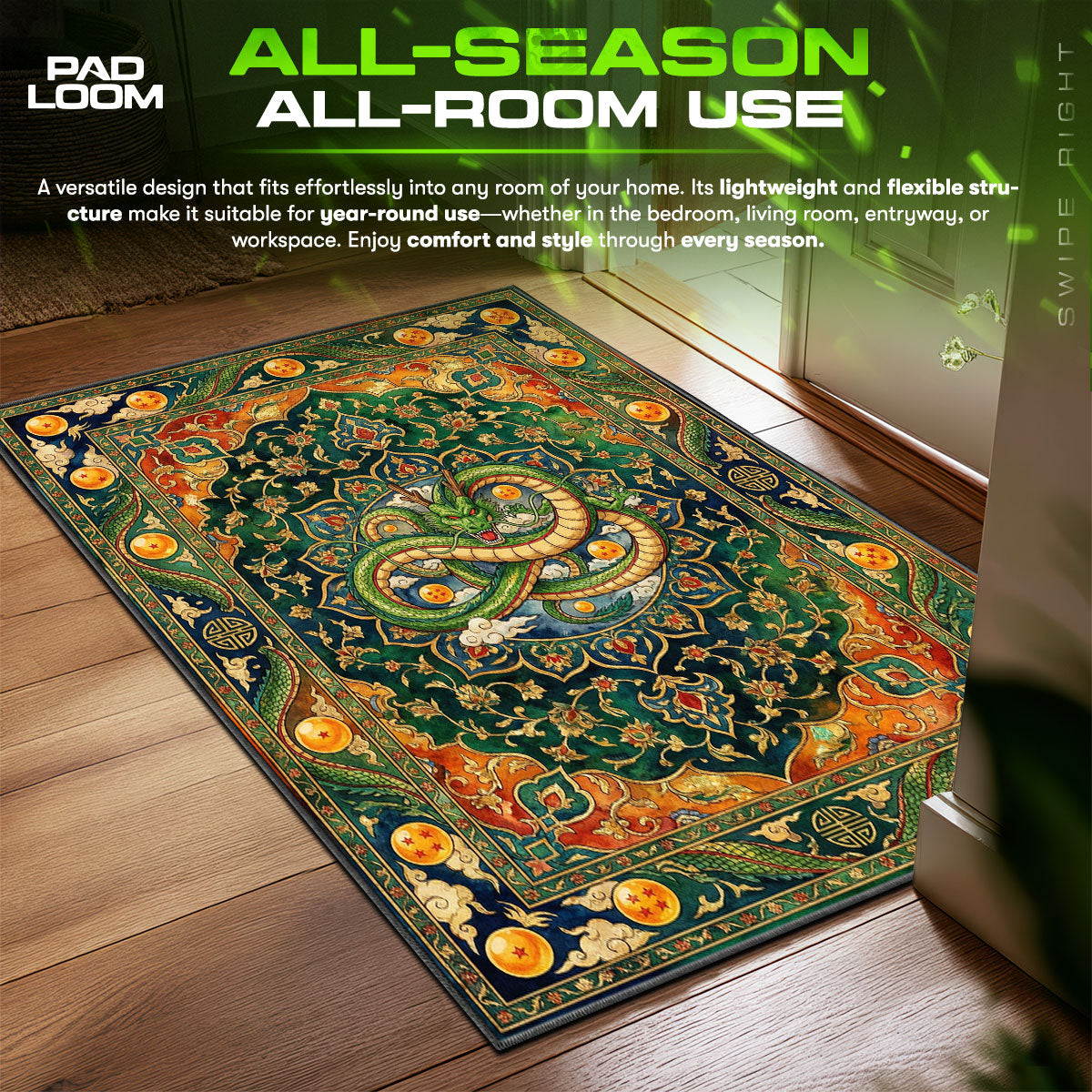 Shenron Eternal Dragon Dragon Ball Z Chair fan rug — premium quality print