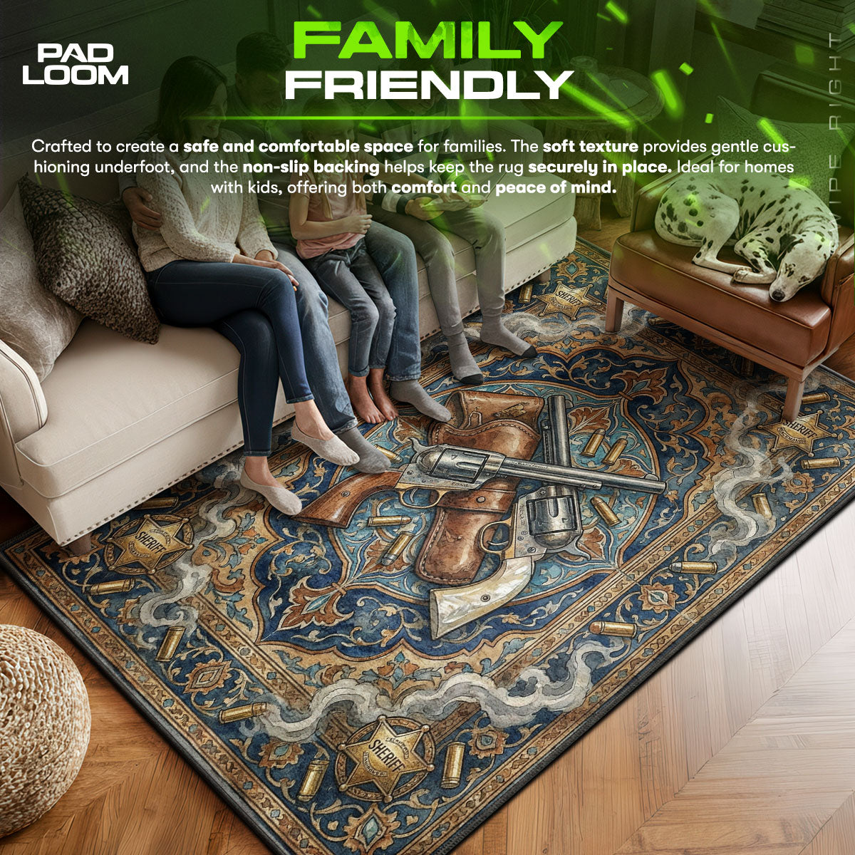 Area character design printed on rug