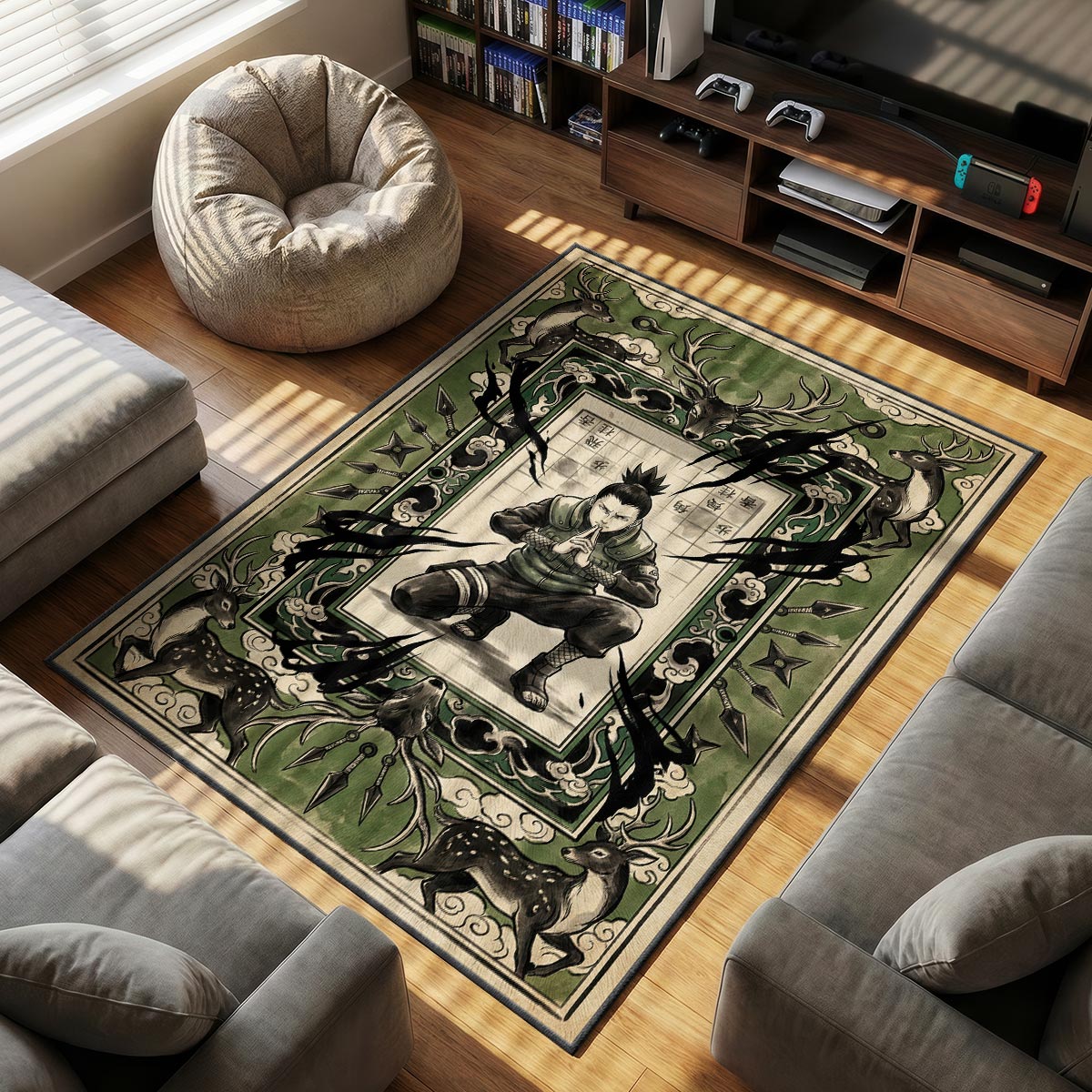 Shikamaru Shadow Art Rug - Naruto Shippuden Chair Mat