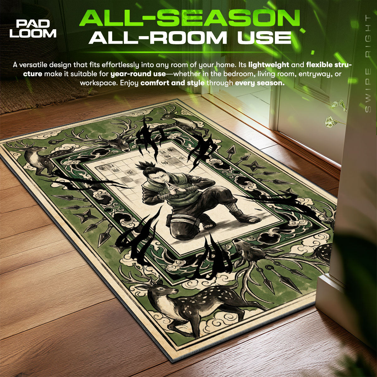Shikamaru Shadow Art Rug - Naruto Shippuden Chair Mat