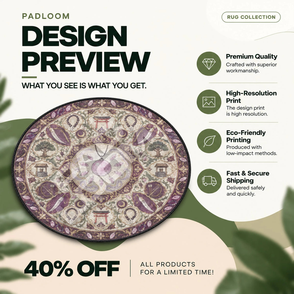 Shikon Jewel Medallion Inuyasha round rug full design preview