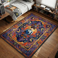 Shinji Ikari in plugsuit with EVA Unit-01 motif Persian art style area rug and floor mat
