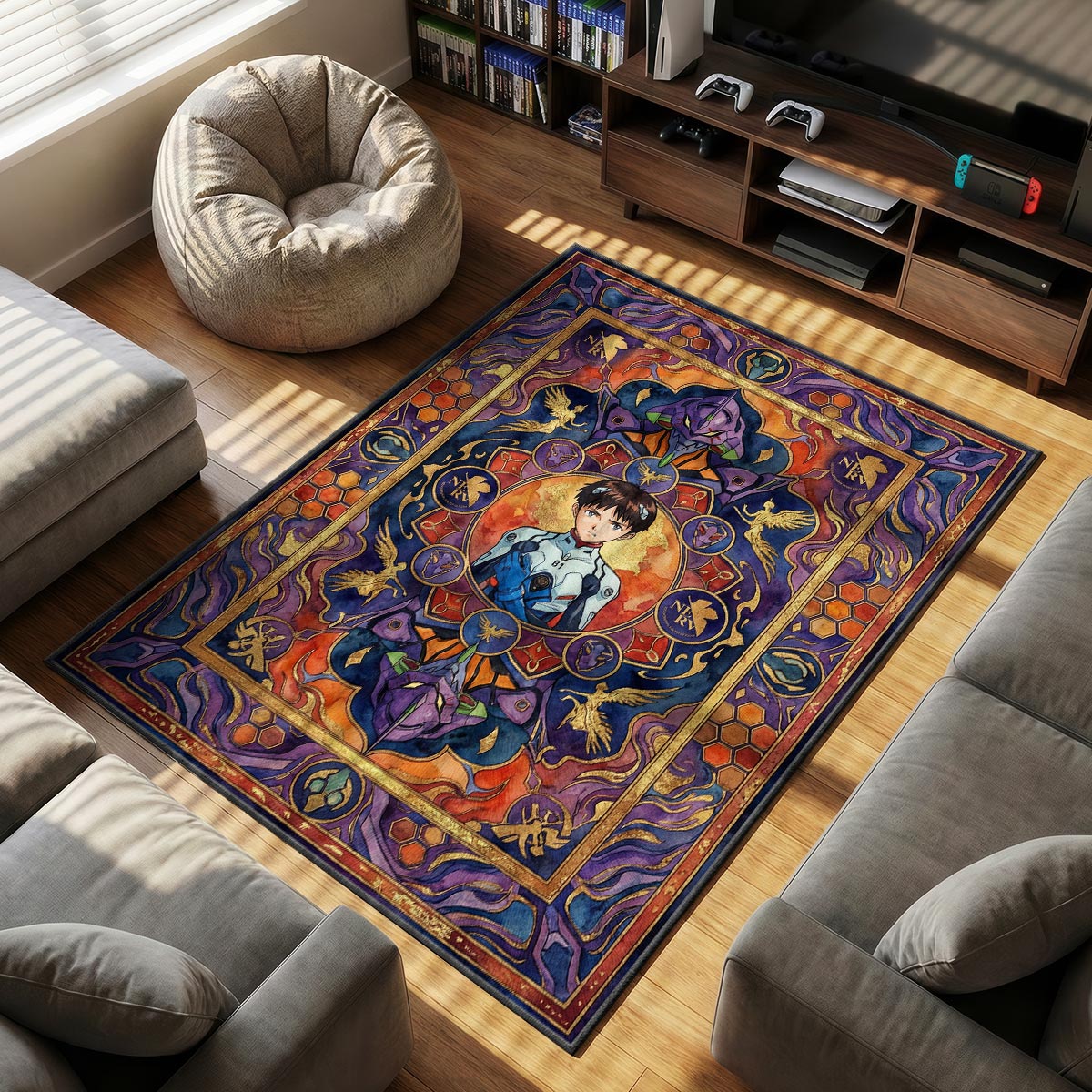 Shinji Ikari Pilot Portrait Rug - Evangelion Chair Mat