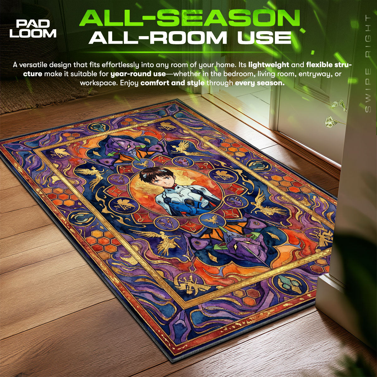 Shinji Ikari Pilot Portrait Rug - Evangelion Chair Mat