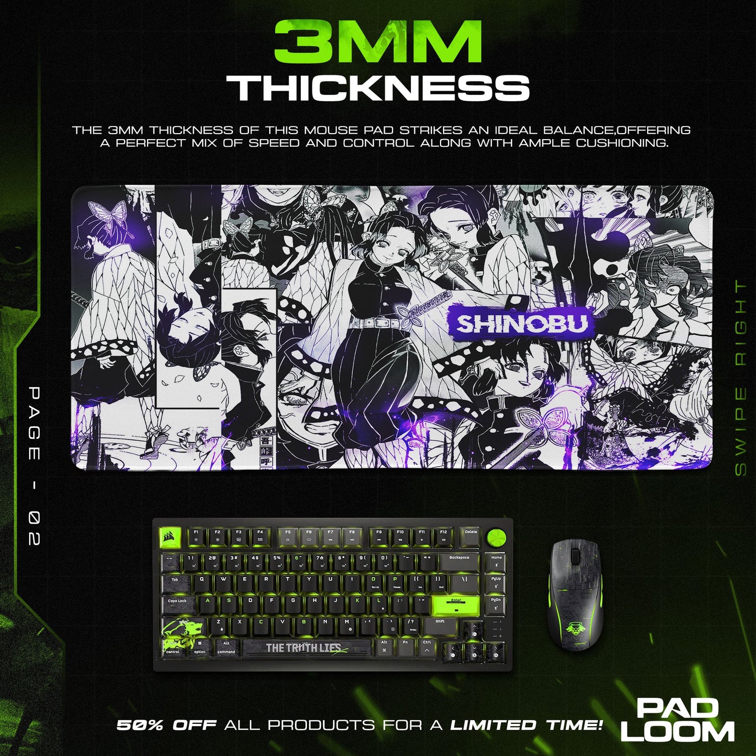 Shinobu Kocho Mouse Pad - Butterfly Hashira Anime Desk Mat Padloom