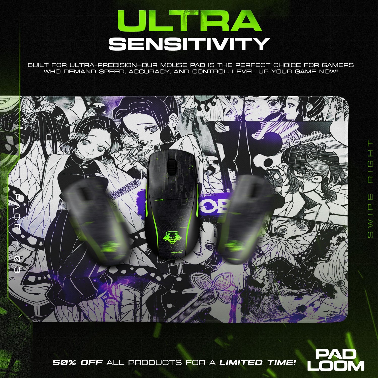 Shinobu Kocho Mouse Pad - Butterfly Hashira Anime Desk Mat Padloom