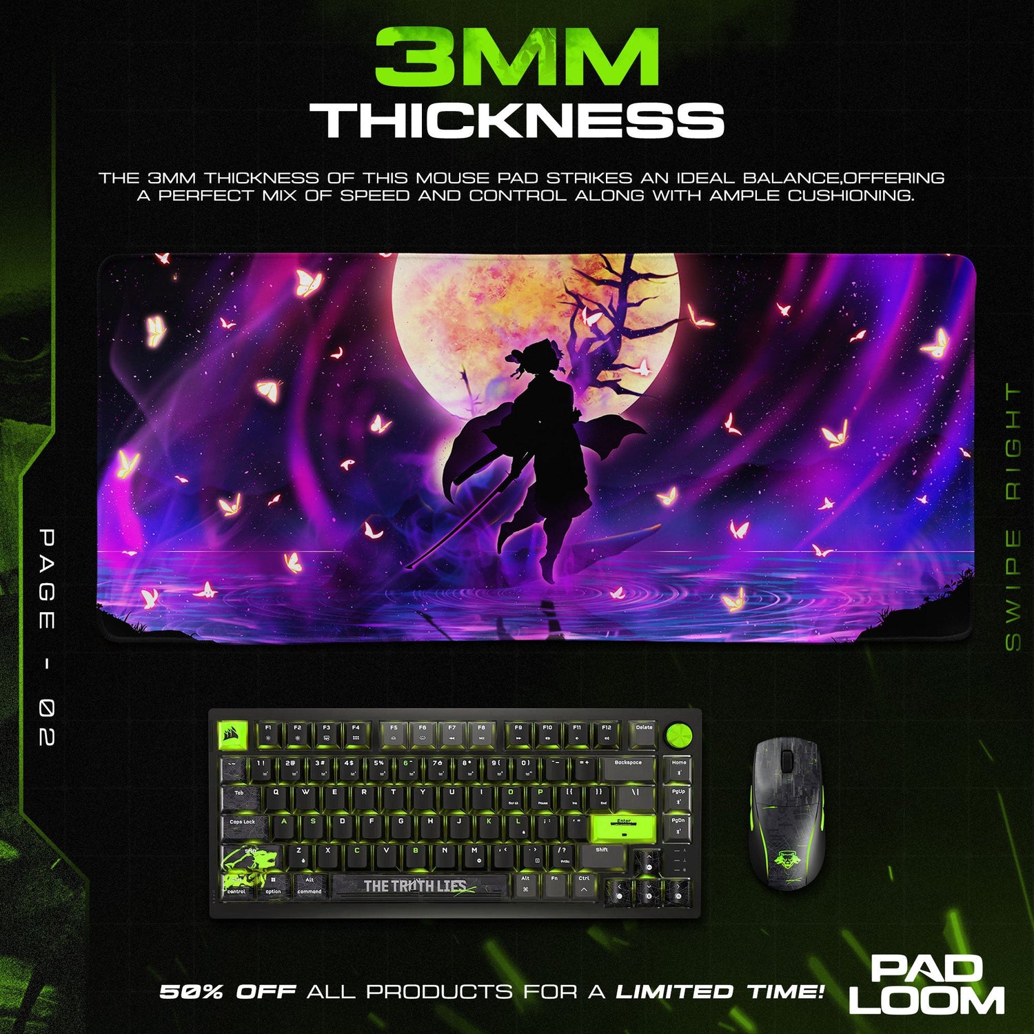 Shinobu Kocho Mouse Pad - Butterfly Hashira Anime Desk Mat Padloom