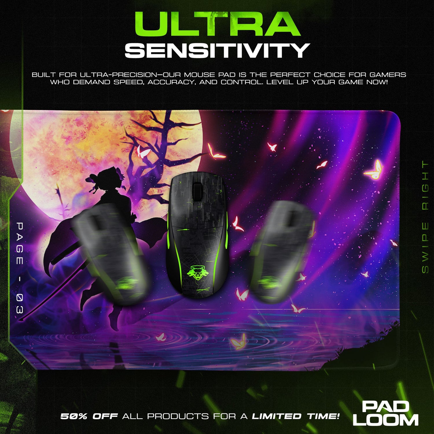 Shinobu Kocho Mouse Pad - Butterfly Hashira Anime Desk Mat Padloom