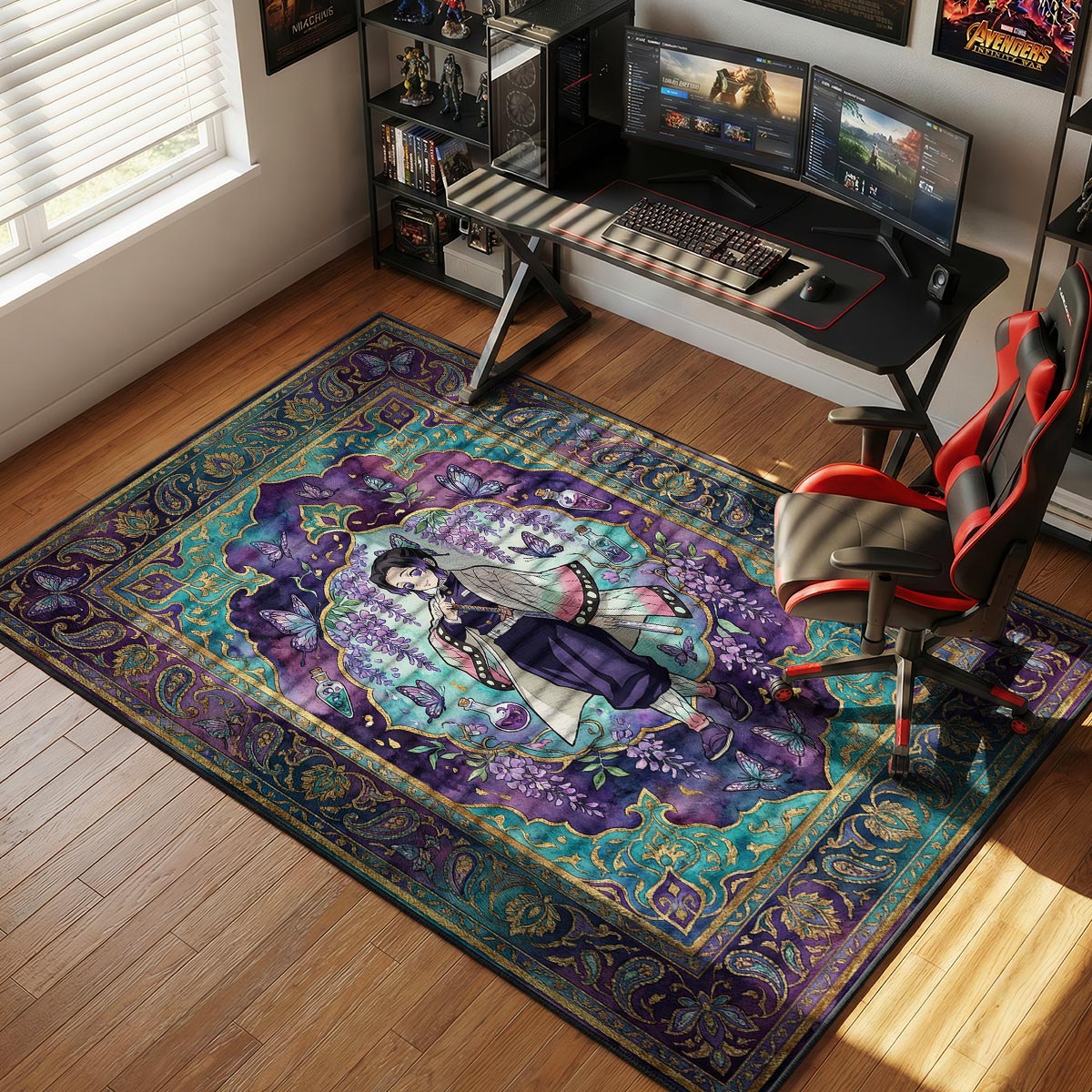 Shinobu Kocho Wisteria Butterfly Demon Slayer Chair rug — main product view