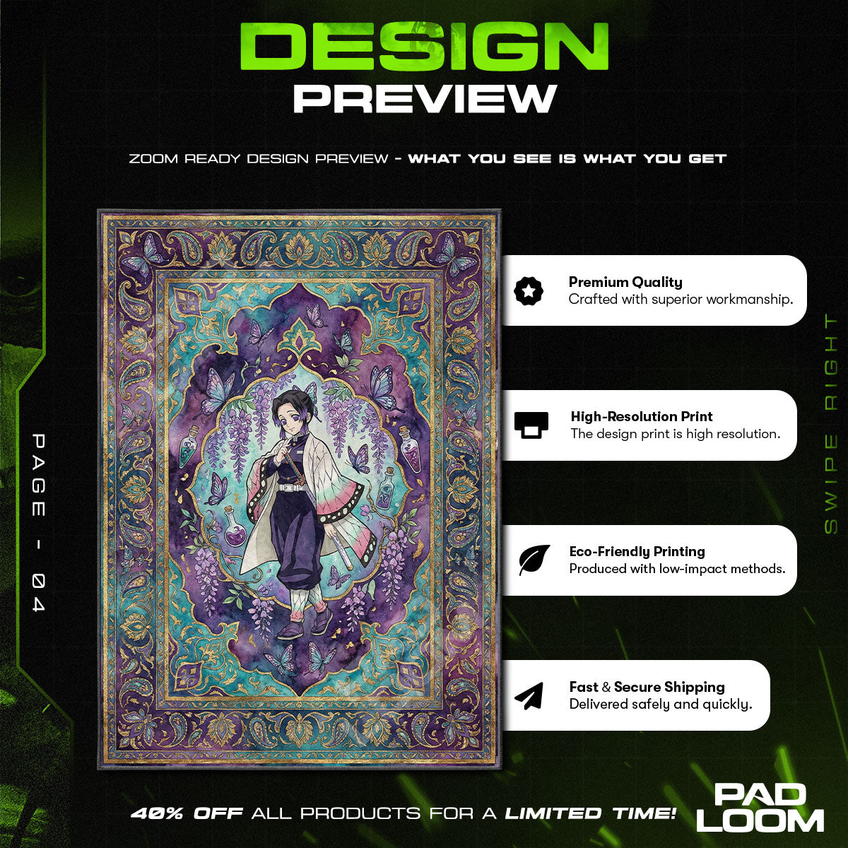 Chair character design printed on rug