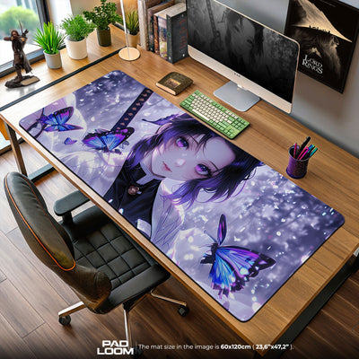 Shinobu Serene Butterflies Mouse Pad, Anime Gaming Desk Mat