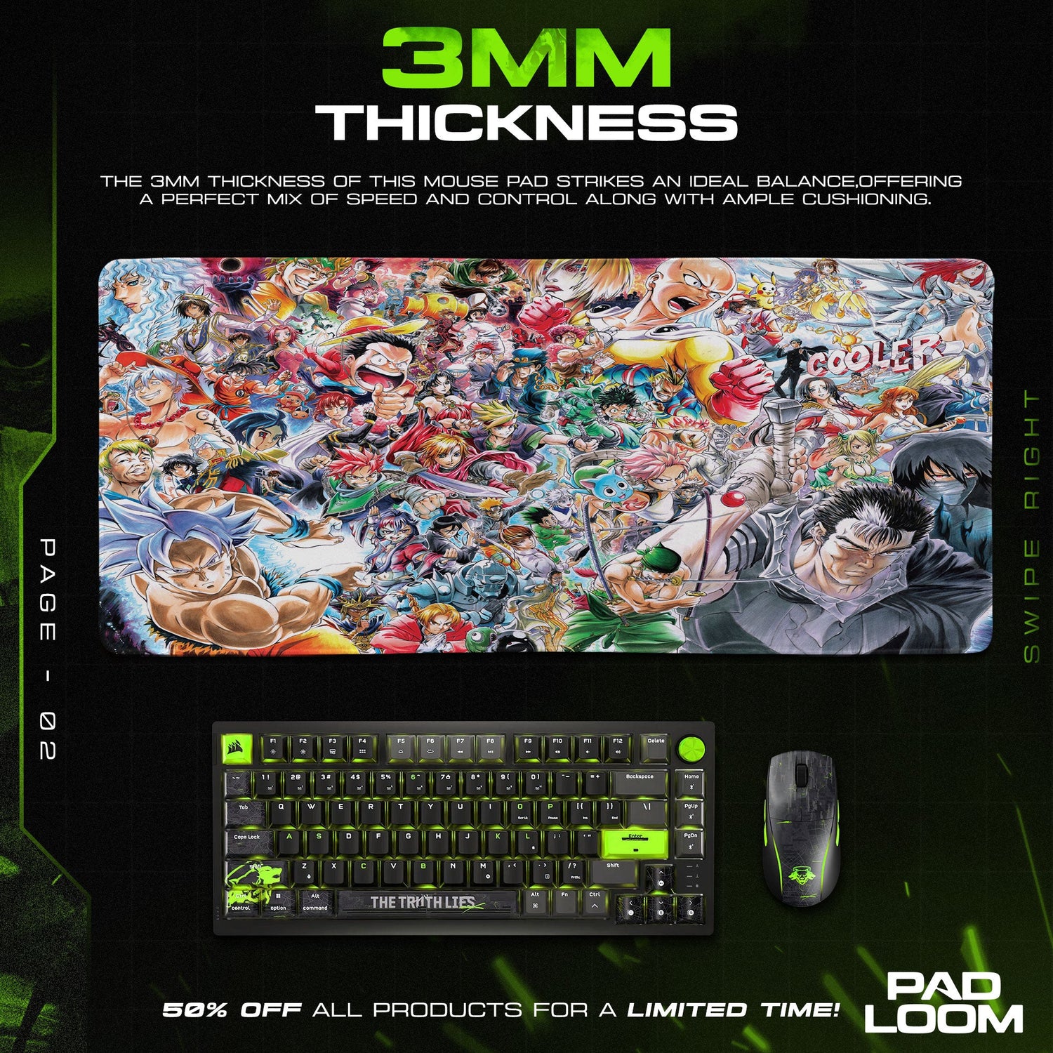 Shonen Jump Mouse Pad, Anime Legends Gaming Desk Mat Padloom