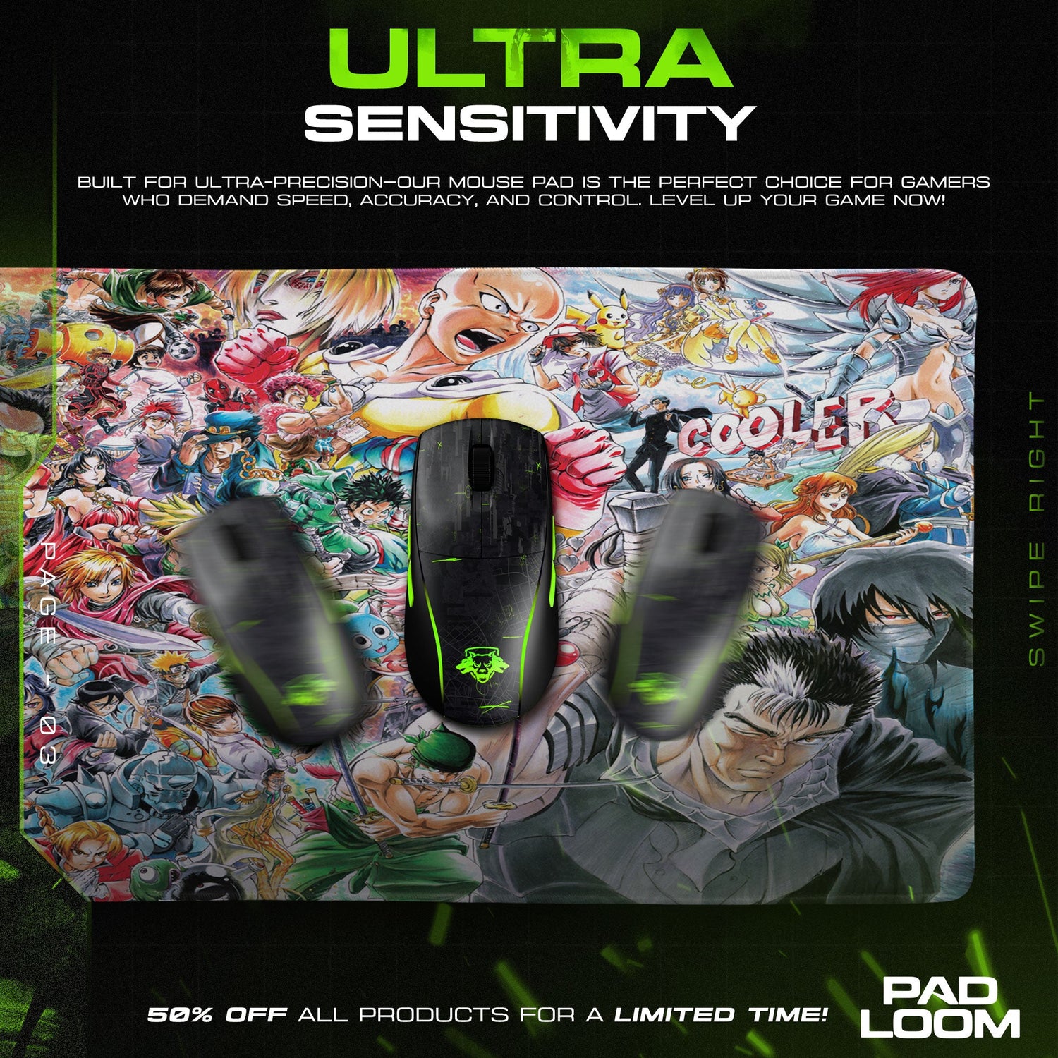 Shonen Jump Mouse Pad, Anime Legends Gaming Desk Mat Padloom