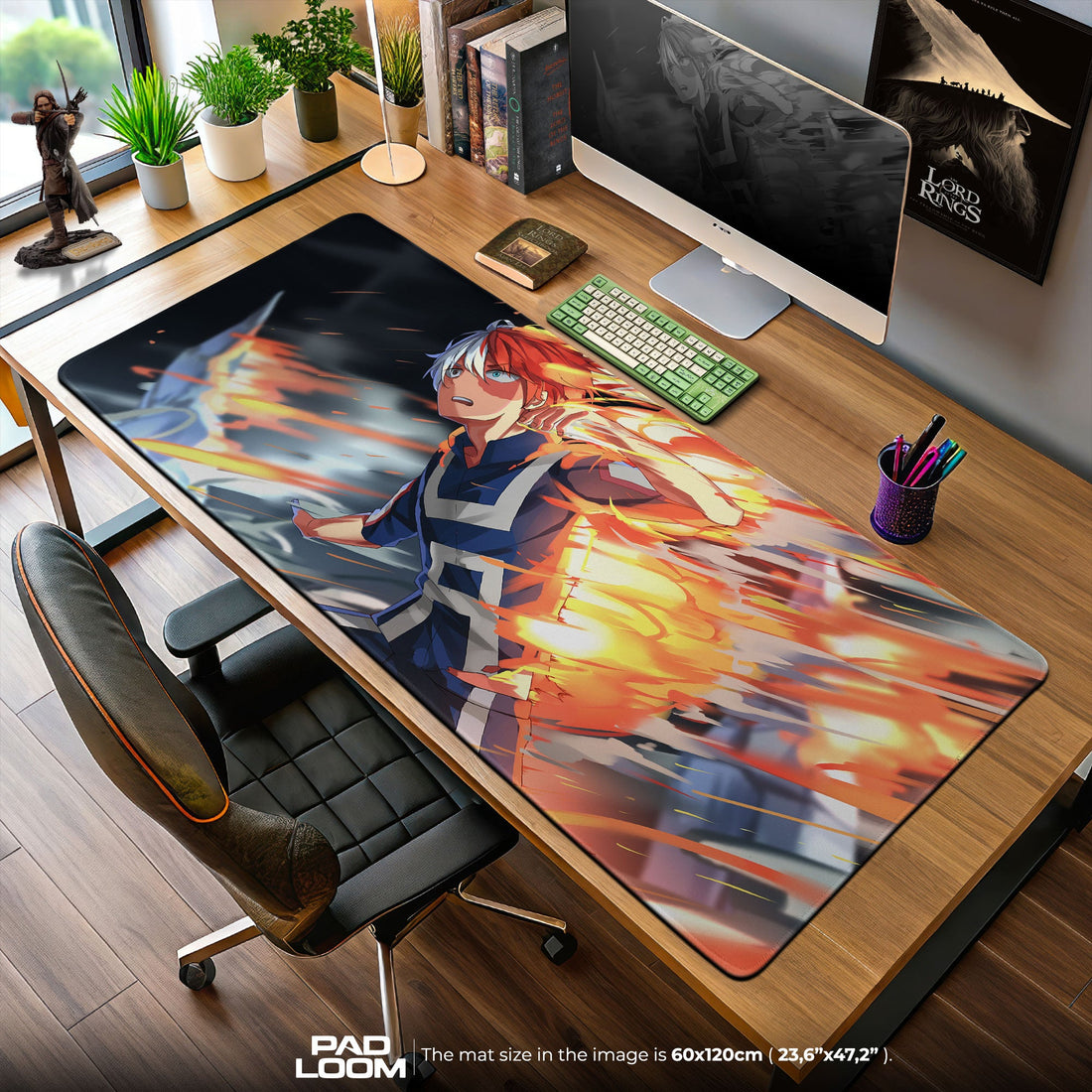 Shoto Todoroki Mouse Pad - Dual Power Anime Desk Mat Padloom