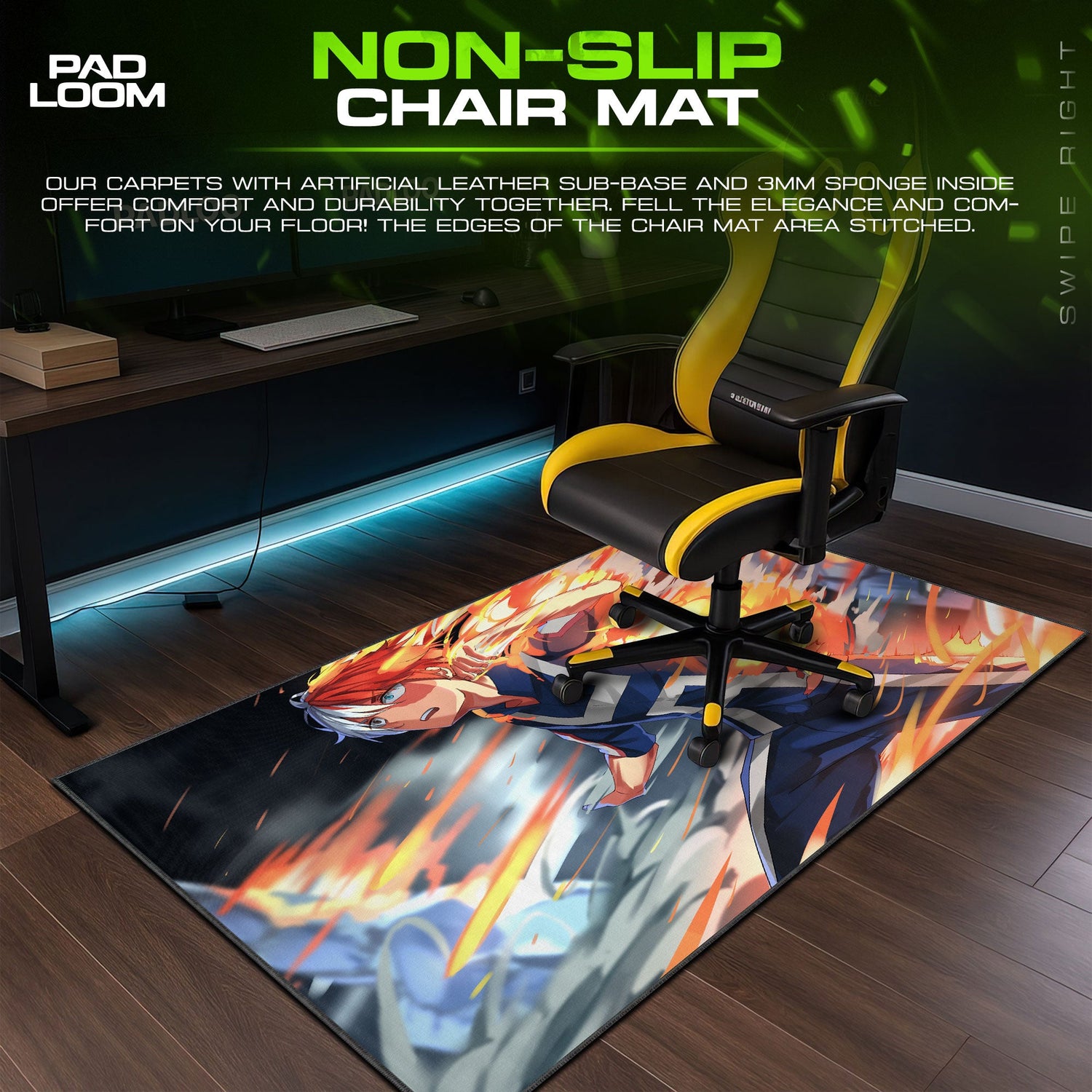 Shoto Todoroki Mouse Pad - Dual Power Anime Desk Mat Padloom
