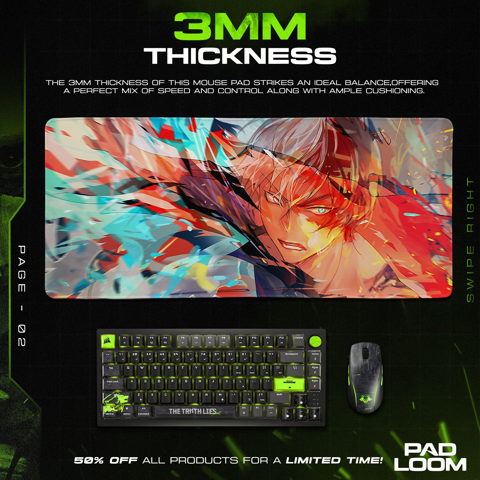 Shoto Todoroki Mouse Pad - Elemental Fury Anime Desk Mat Padloom