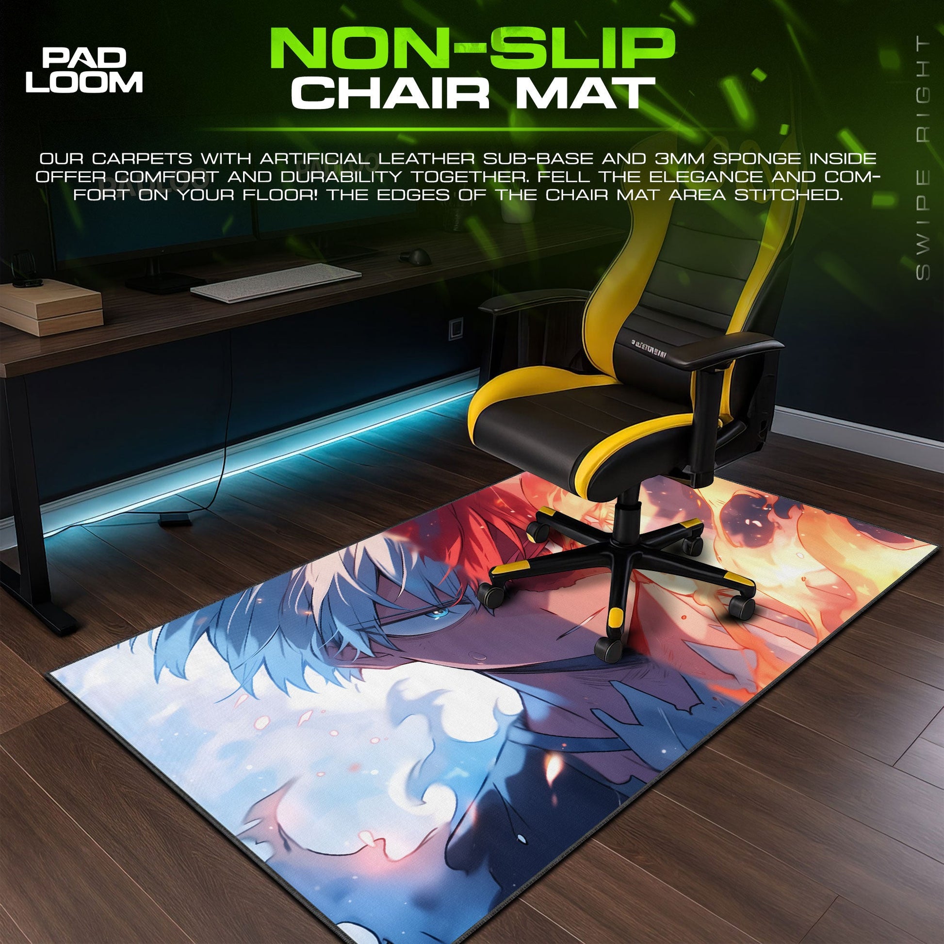 Shoto Todoroki Mouse Pad - Elemental Fury Anime Desk Mat Padloom