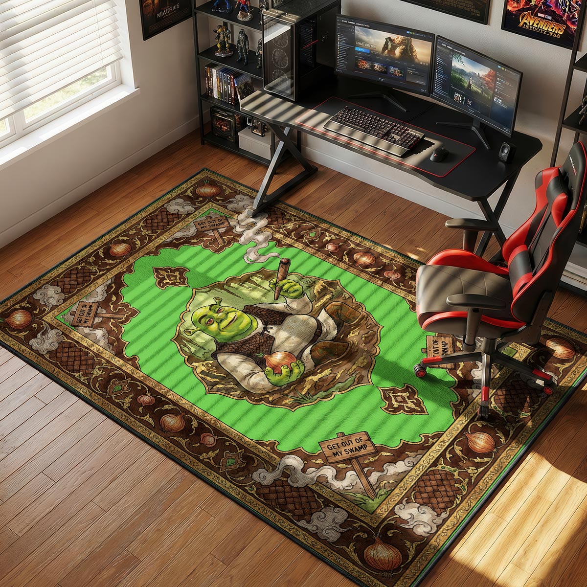 Shrek Swamp Boss Cigar Hypebeast Floor rug — main product view