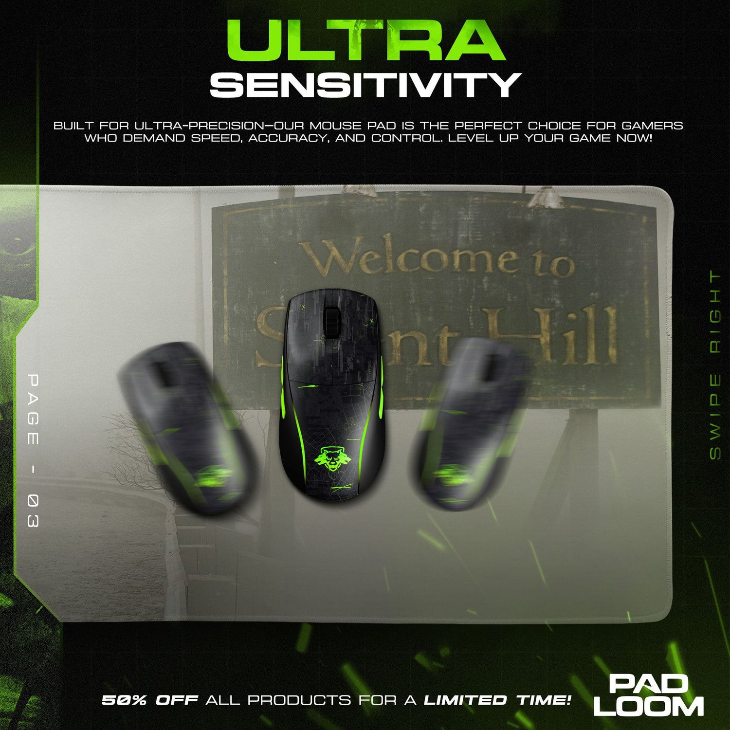 Silent Hill Welcome Sign Mouse Pad, Game Fog Gaming Desk Mat Padloom