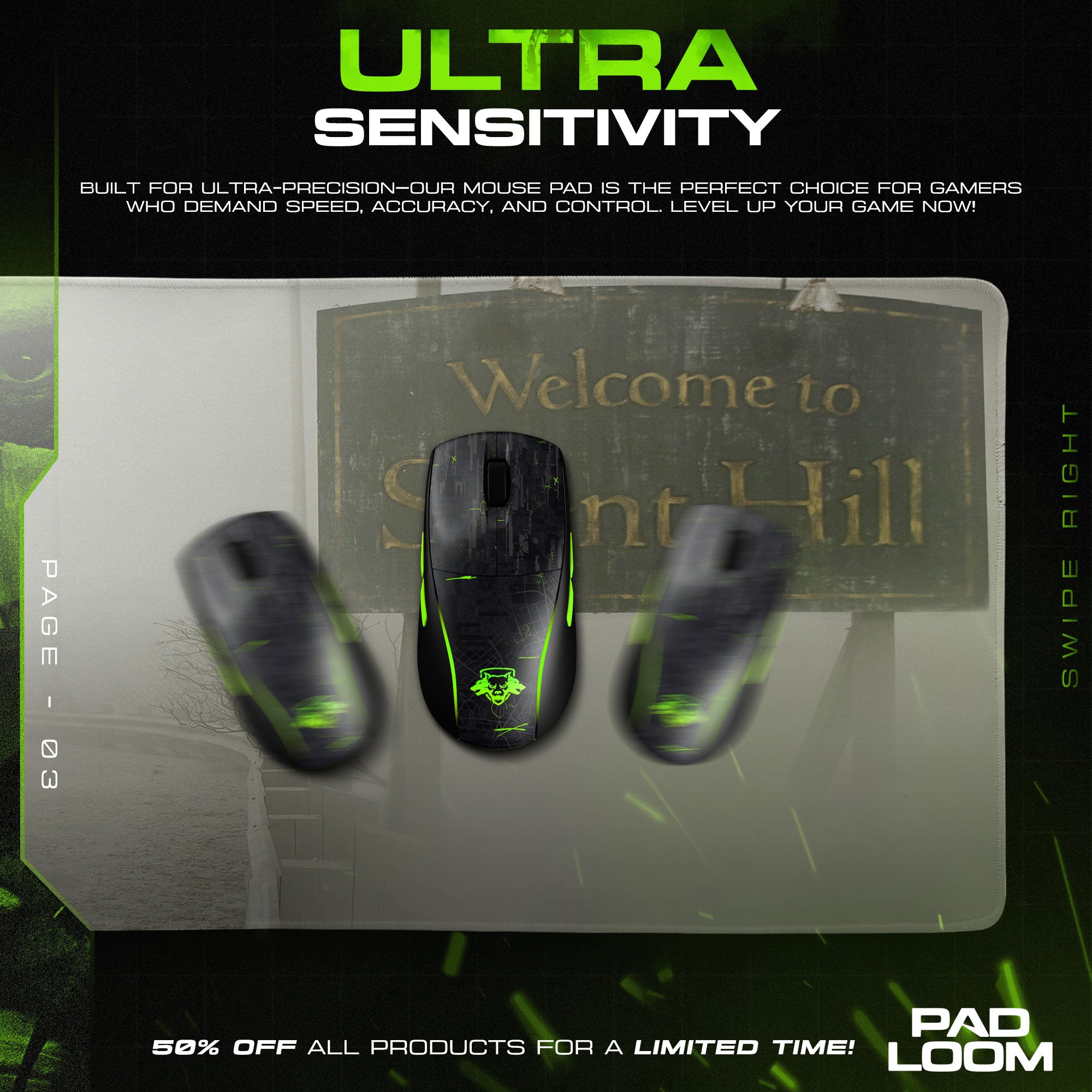 Silent Hill Welcome Sign Mouse Pad, Game Fog Gaming Desk Mat
