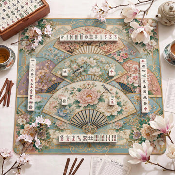 Silk Fan Garden Mahjong Mat – neoprene mah jongg table mat
