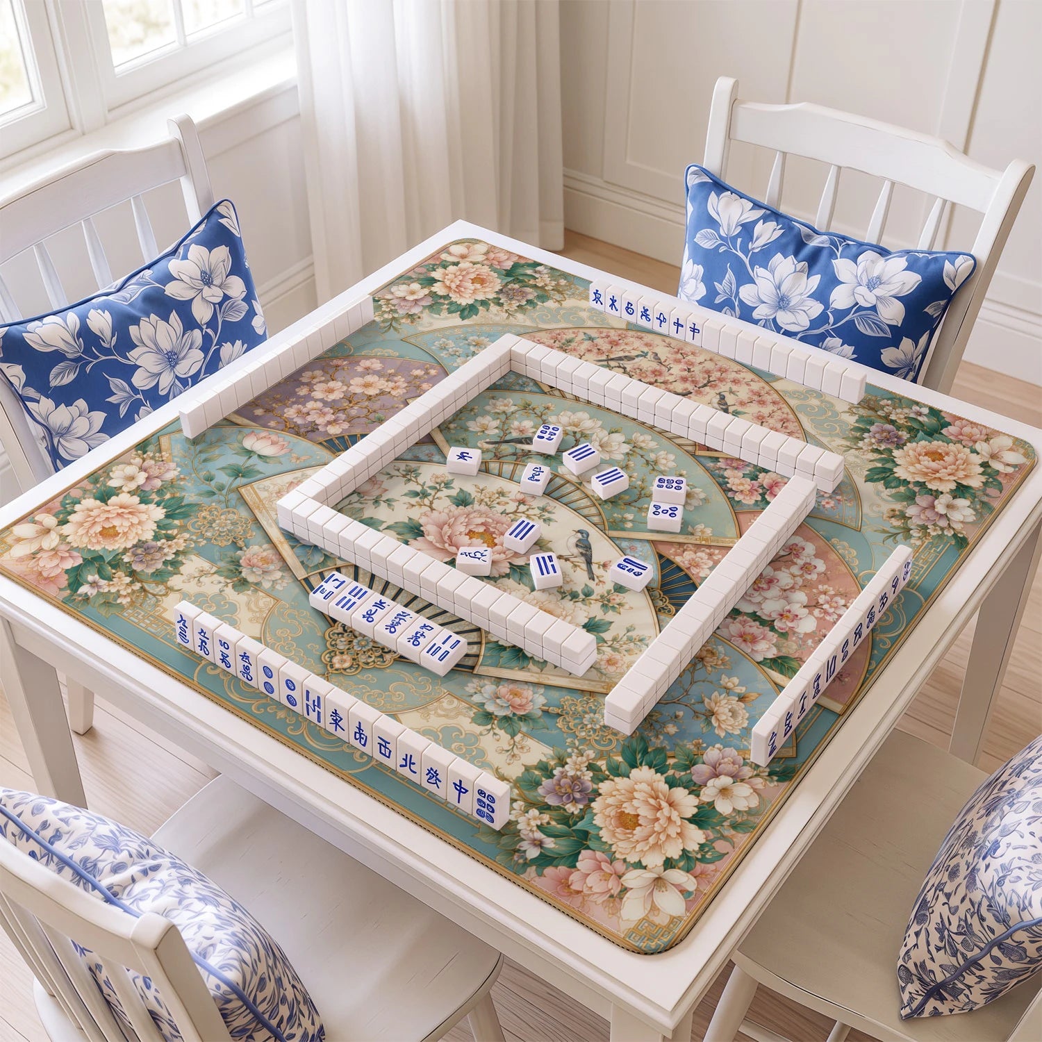 Silk Fan Garden Mahjong Mat – neoprene mah jongg table mat