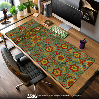 Silk Road Mouse Pad, Vintage Floral Brocade Gaming Desk Mat