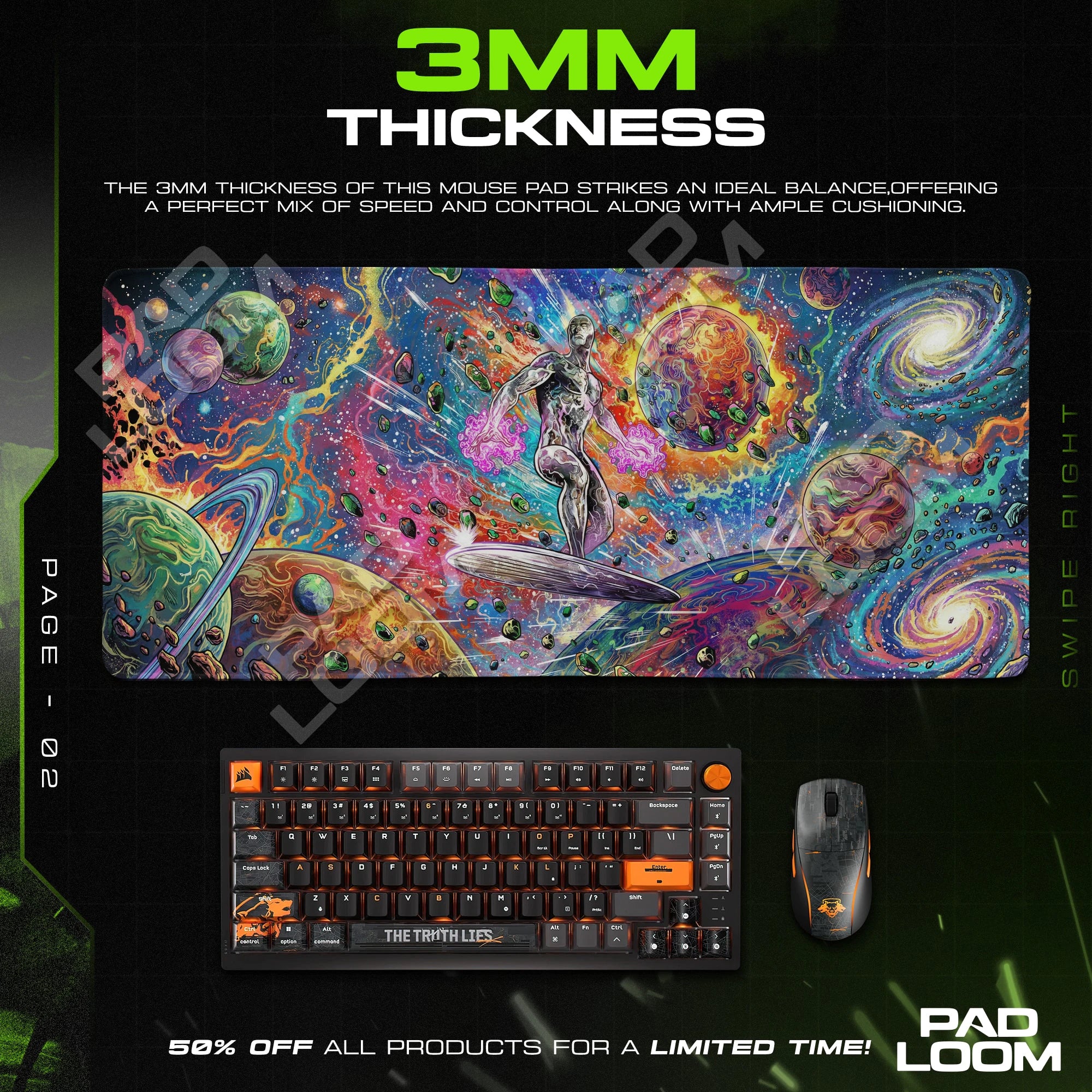 Silver Surfer Cosmic Ride Mouse Pad - Marvel Desk Mat