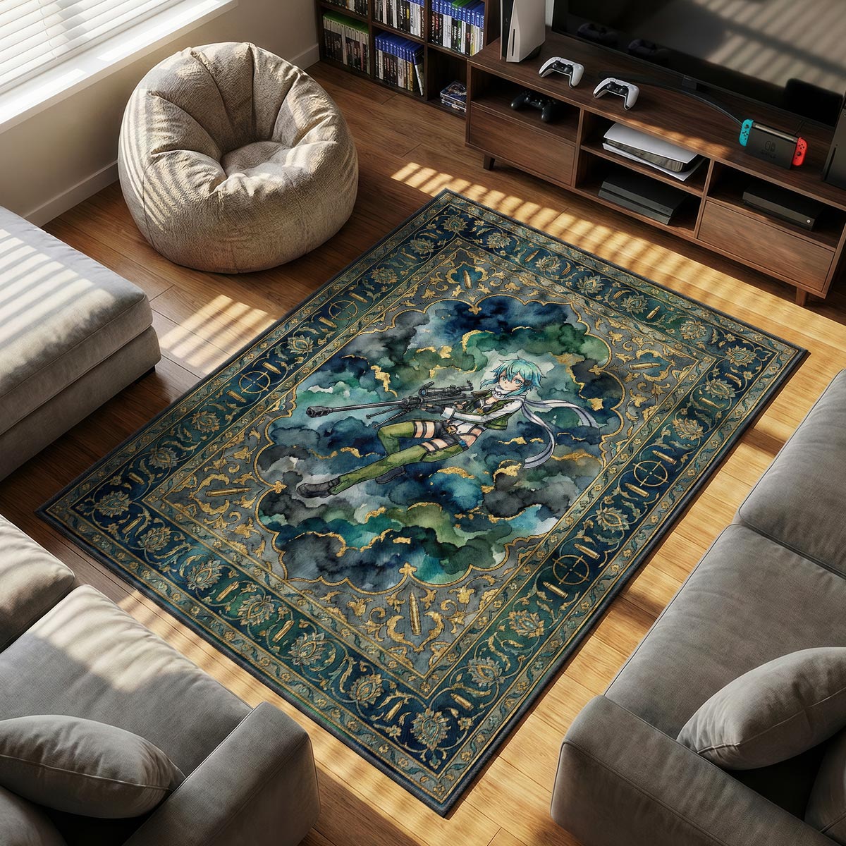 Sinon Sniper Action Rug - Sword Art Online Chair Mat