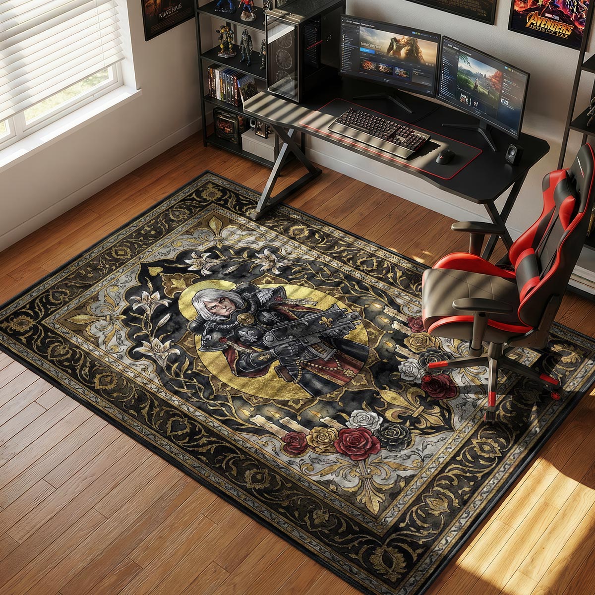 Schwester der Schlacht Lilienmuster-Teppich - Warhammer 40k Stuhlunterlage