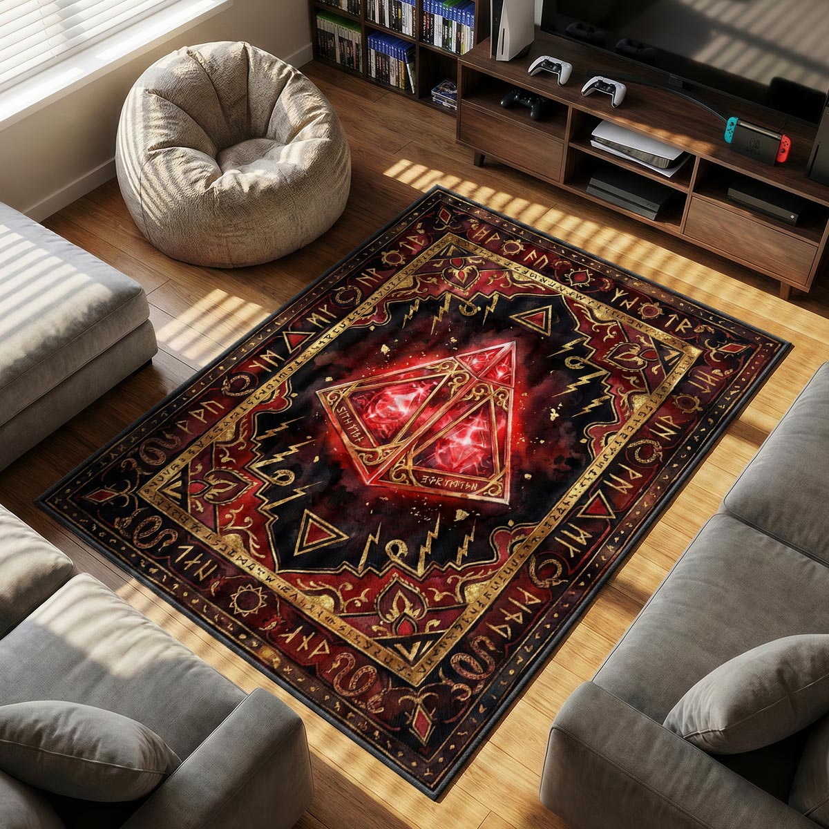 Sith Holocron themed area rug for home decor fans