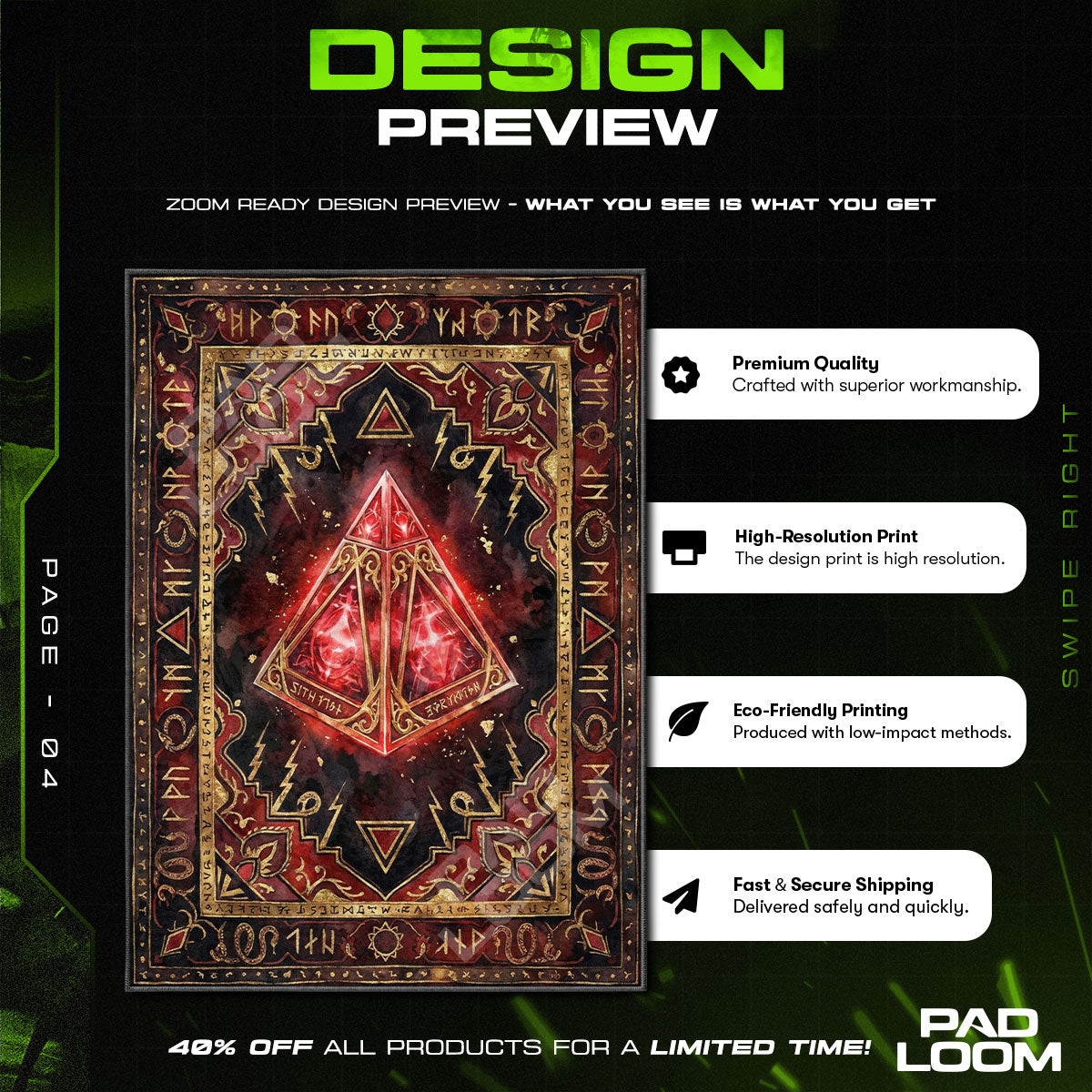 Room character design printed on rug