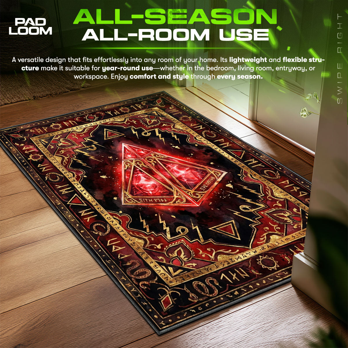 Sith Holocron Dark Side Star Wars Room fan rug — premium quality print