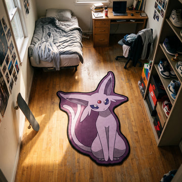 Sitting Espeon Rug - Shaped Anime Area Rug