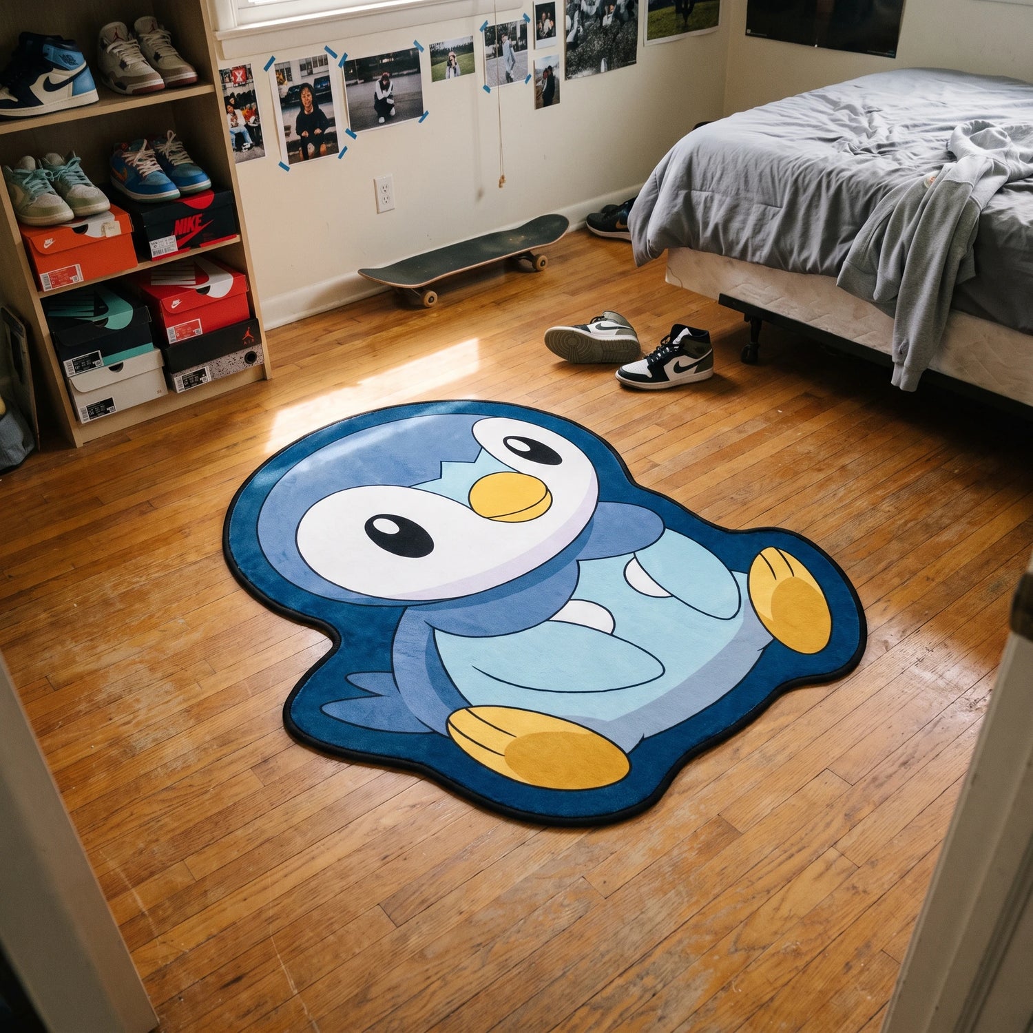 Sitting Piplup Rug - Shaped Anime Bedroom Area Rug