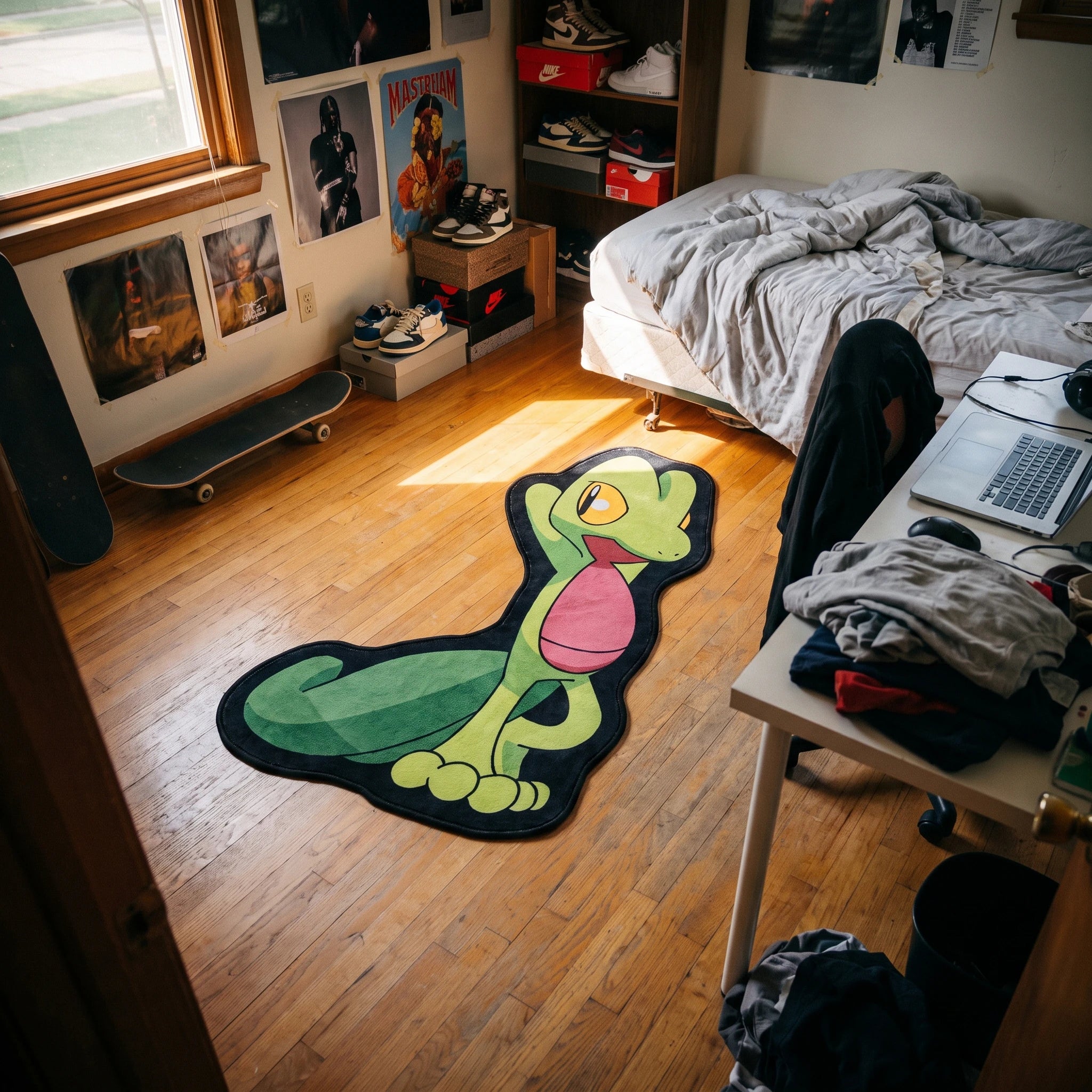 Sitting Treecko Rug - Shaped Anime Area Rug