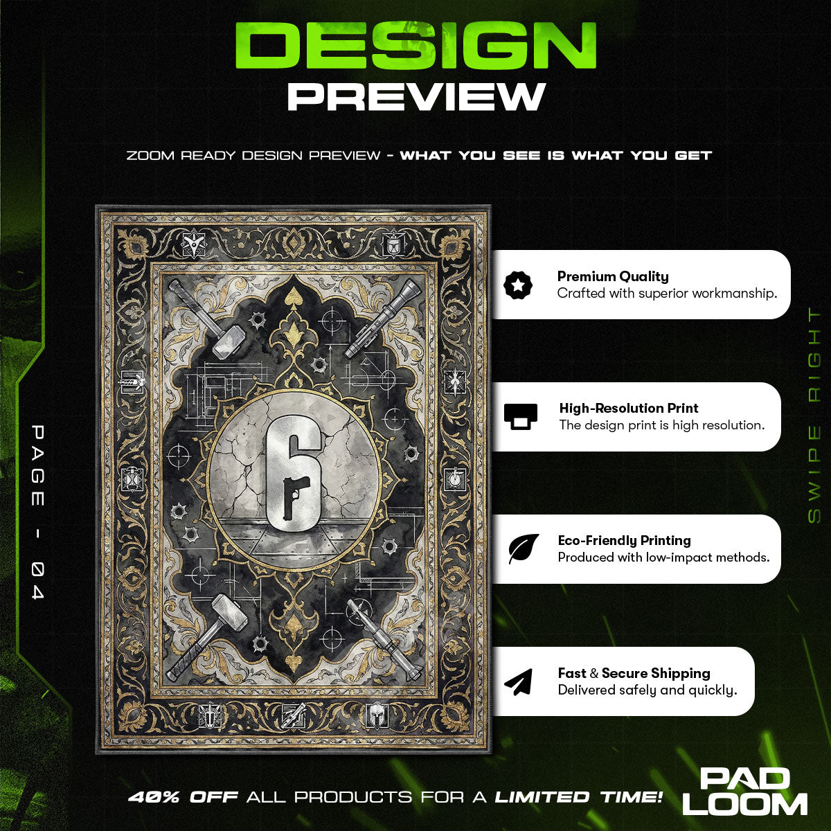 Six Siege Logo Entwurf Teppich - Rainbow Six Siege Stuhlmatte