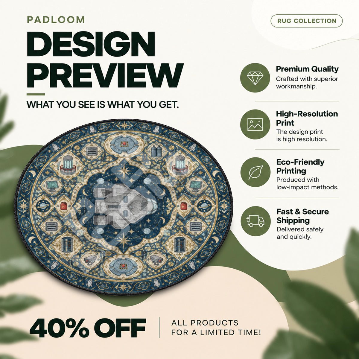 Skeld Medallion Round Rug - Among Us Chair Mat